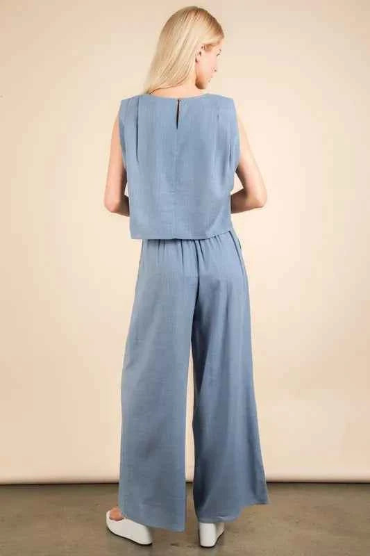 VERY J Solid Woven Top & Pants Set 261300a3242444549355e682882290c2-Max-Origin