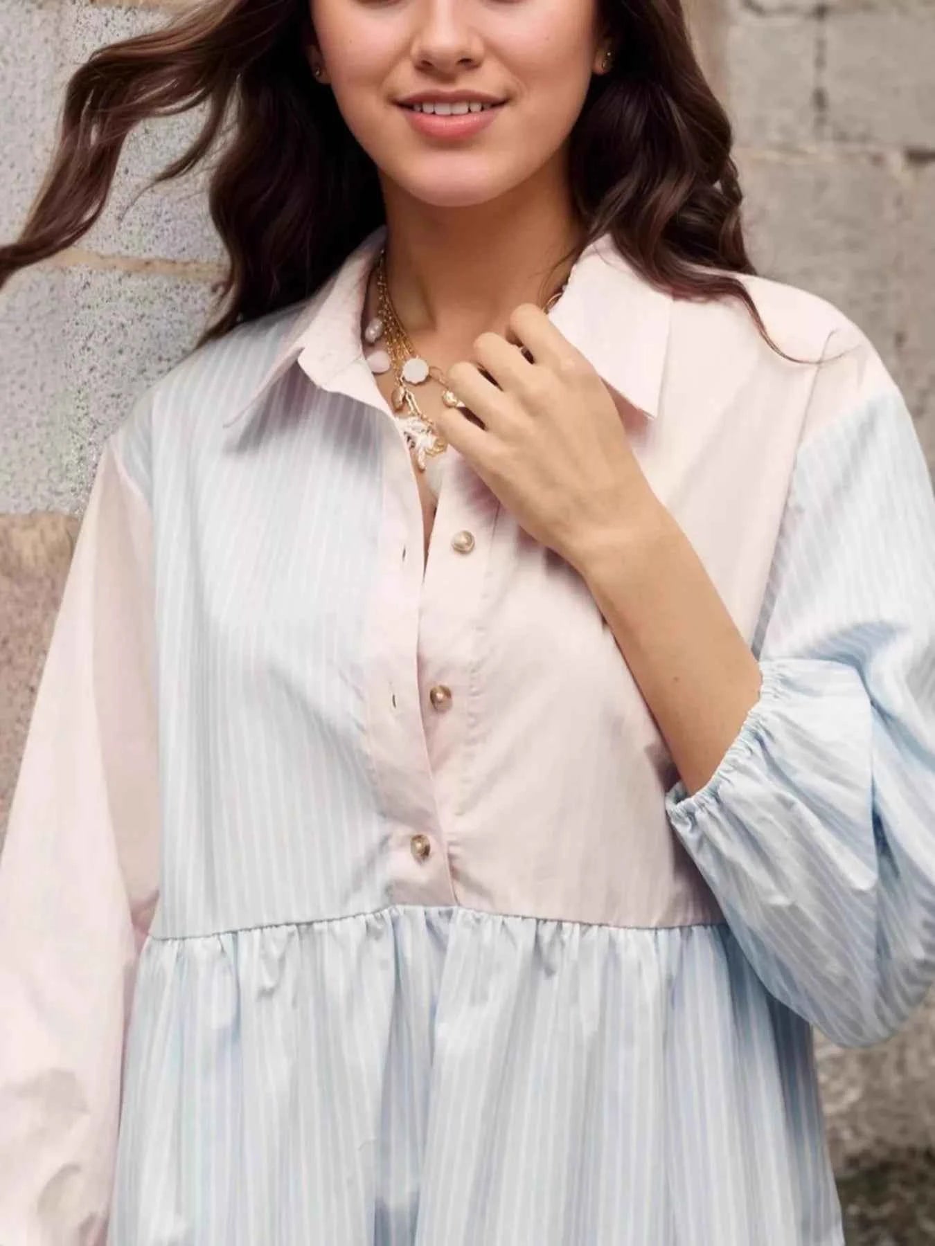 Tiered Button-Front Shirt Dress 2637e9d5cfaf408cb74a5d4e68d51e9e-Max-Origin