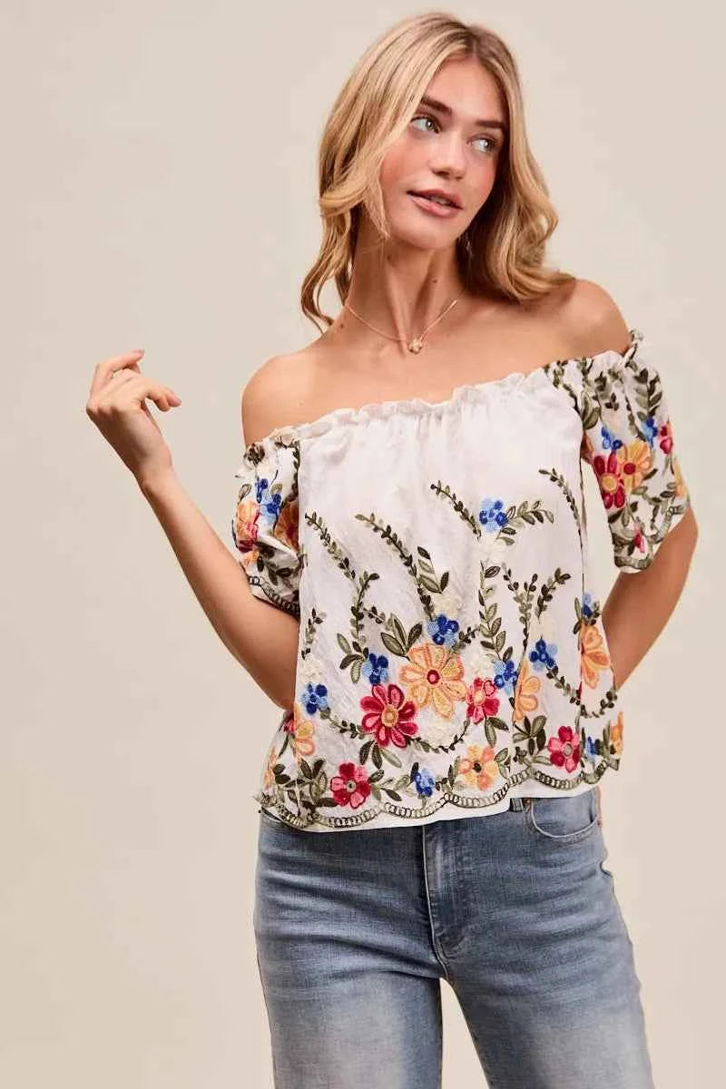 SO ME Floral Embroidered Two Way Off The Shoulder Blouse 267ec59ce6a843b792aa045859fcf22c-Max-Origin