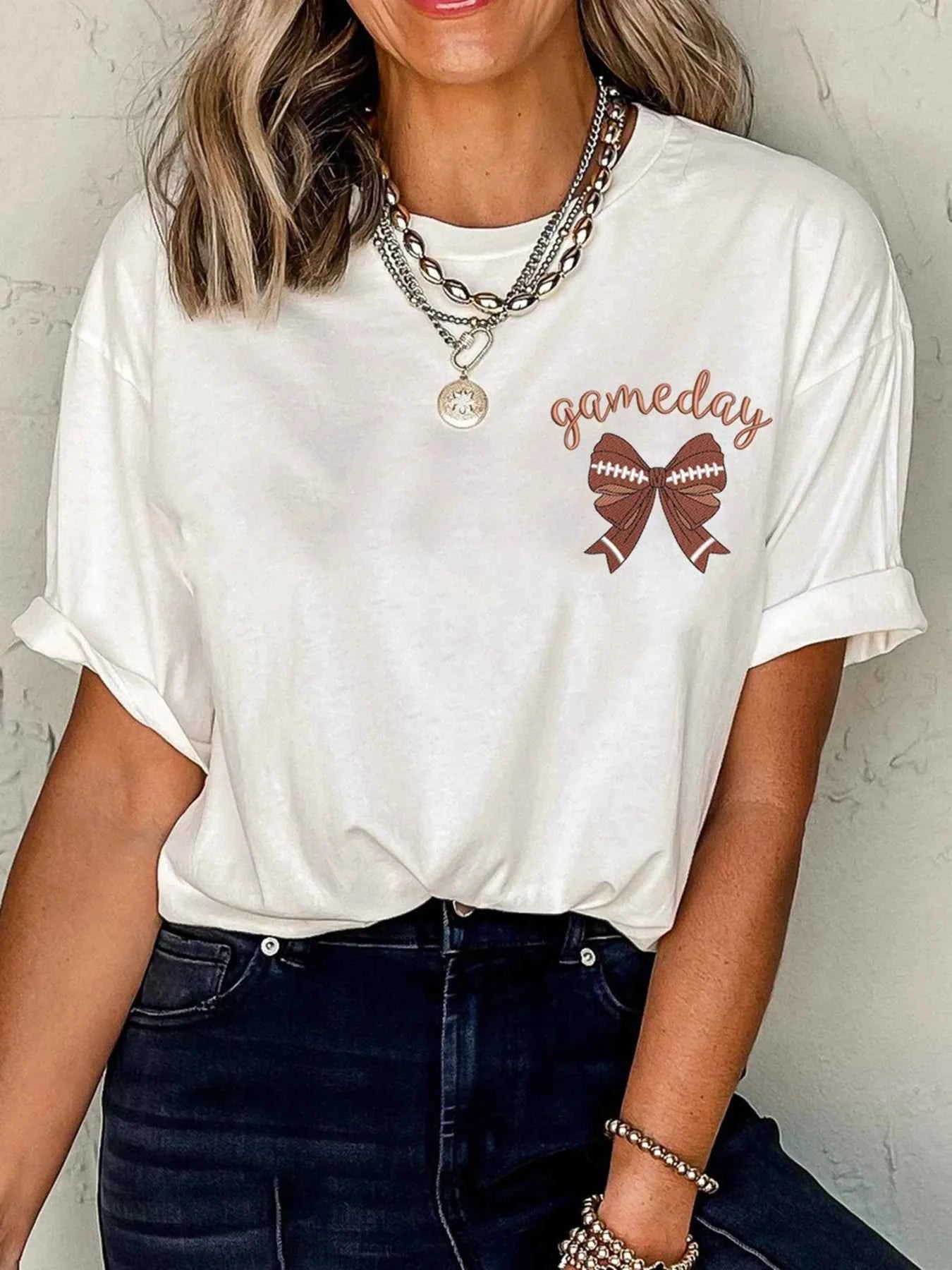 Game Day Bowknot Embroidered Casual Tee 26b41bcdc1664818a46e70d748d62d39-Max-Origin