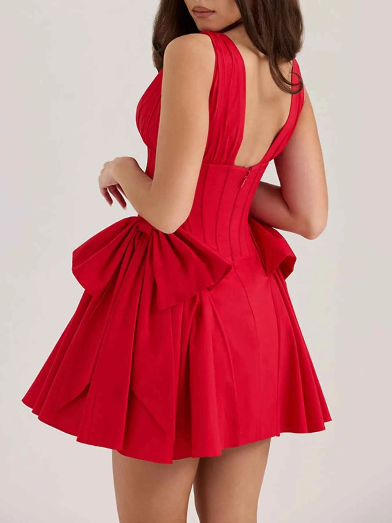 Bow V-Neck Sleeveless Mini Dress 26c8cbadd385439cbf5a56eae4013f63-Max-Origin