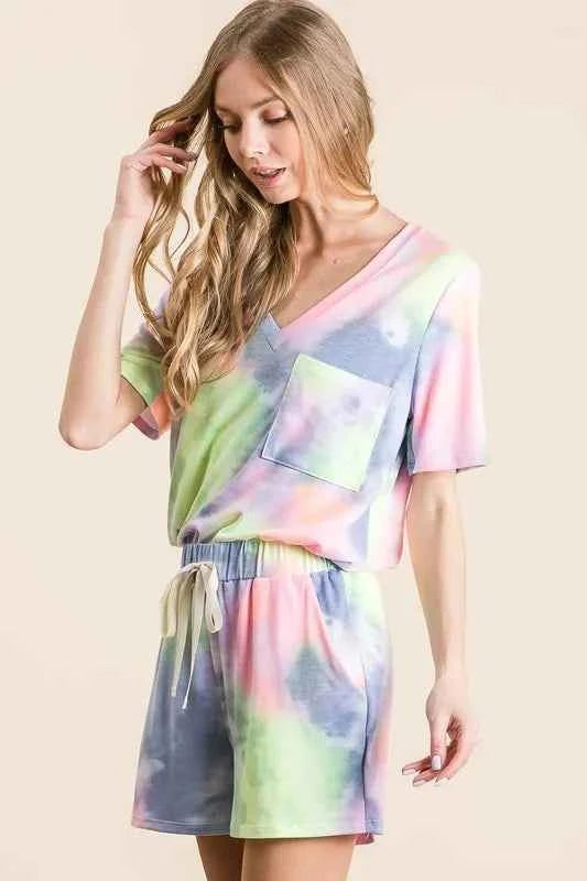 BiBi Tie Dye Casual Shorts with Twill Tape Drawstring 2701e514c15a4a5595e50b616a18ab9c-Max-Origin