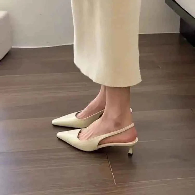Point Toe Kitten Heel Slingback Pumps Beige 2713f475-ea11-4532-bb60-0d0bdbfae269-Max