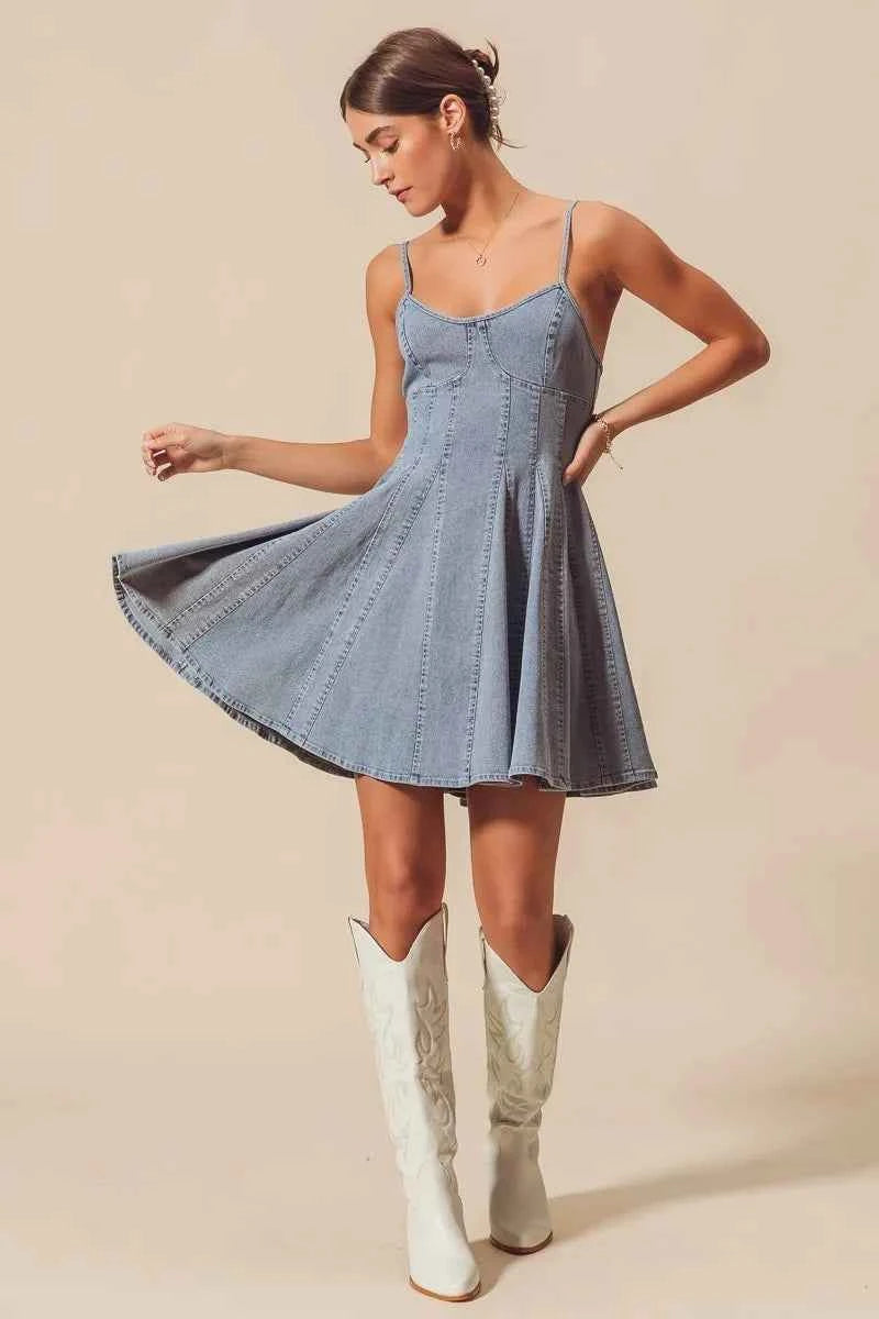 SO ME A Line Fit and Flare Denim Mini Dress 271b292b6eea4ce5b9d351f1d96d70a3-Max-Origin