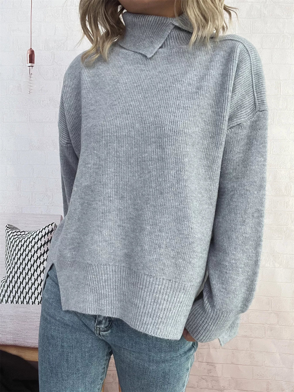 Slit Turtleneck Long Sleeve Sweater 272710d719f2427780ebb49b7ea9afb0-Max-Origin