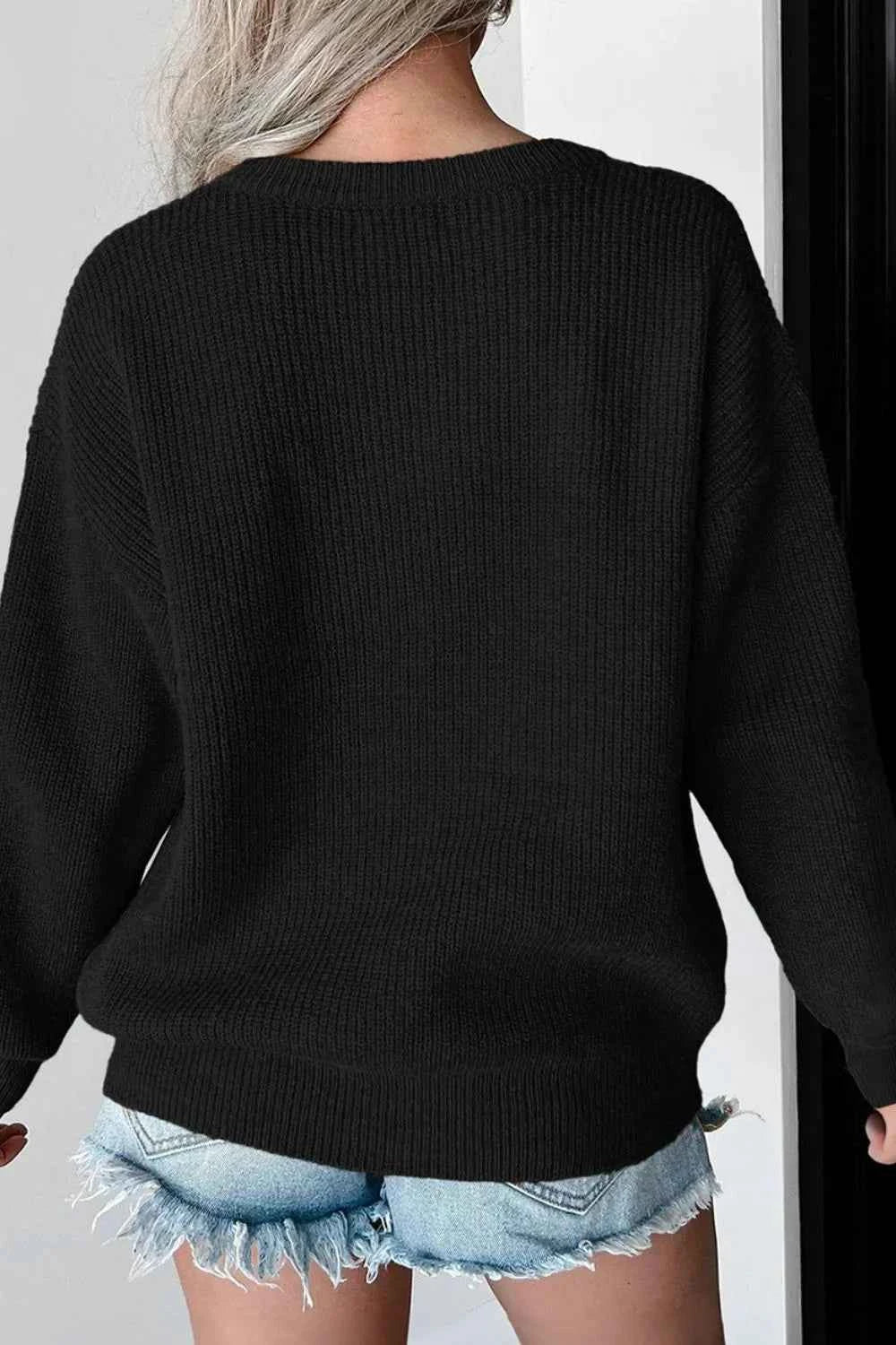 HELLO PUMPKIN Round Neck Long Sleeve Sweater 2748eaf3-20bf-4c48-b45c-51e024d3e0f4-Max