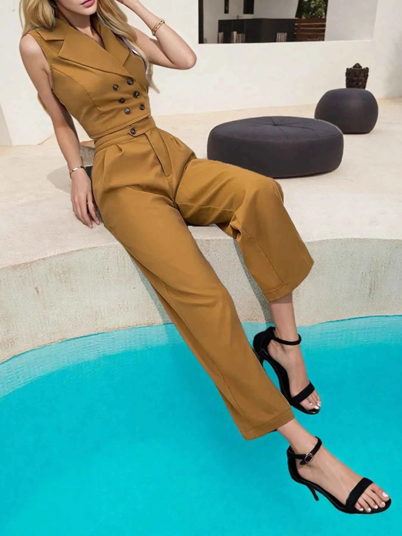Sleeveless Blazer and Wide Leg Pants Two Piece Set Khaki 2777fe52ce4a44c58c55da9aae5186d2-Max-Origin