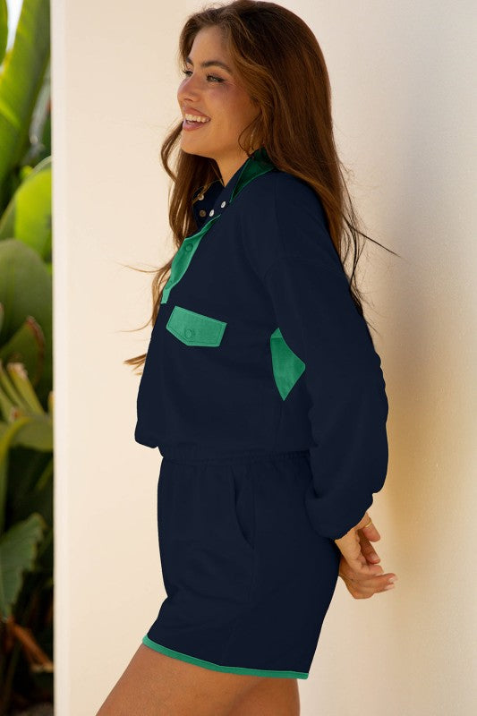 Colorblock Patchwork Pullover and Shorts Set 277a333d-1a01-460f-b4dc-c5ecb624b144