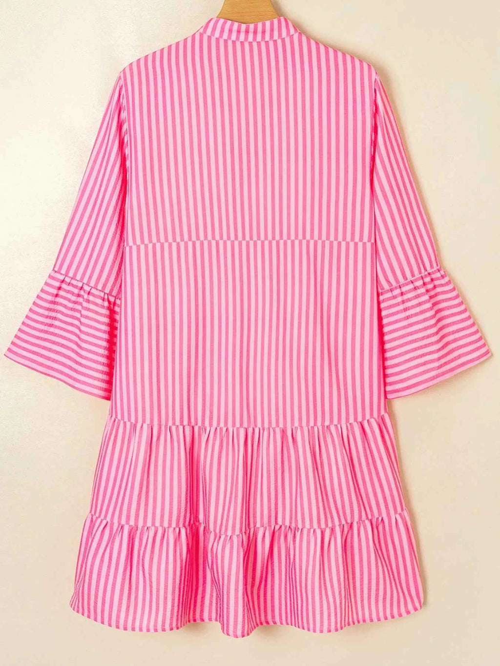 Stripe Flare Sleeve Half Placket Tiered Flowy Mini Dress 27b5d139414c4f0580f6eb24e341cf22-Max-Origin