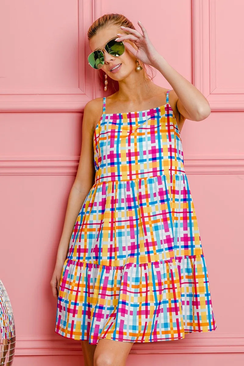 BiBi Multi Colors Plaid Sleeveless Sun Dress 27d223be9b8c426c9dba568846f408dc-Max-Origin