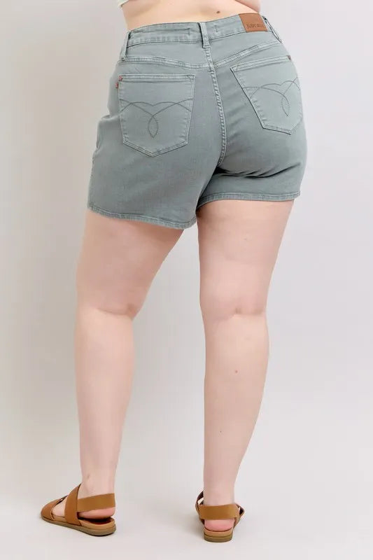 Judy Blue Full Size Hw Garment Dyed & Back Pkt Embroidery Shorts Plus Size 28171e9d-0d37-4173-b4b9-29a2fa6f18e5-Max-Origin