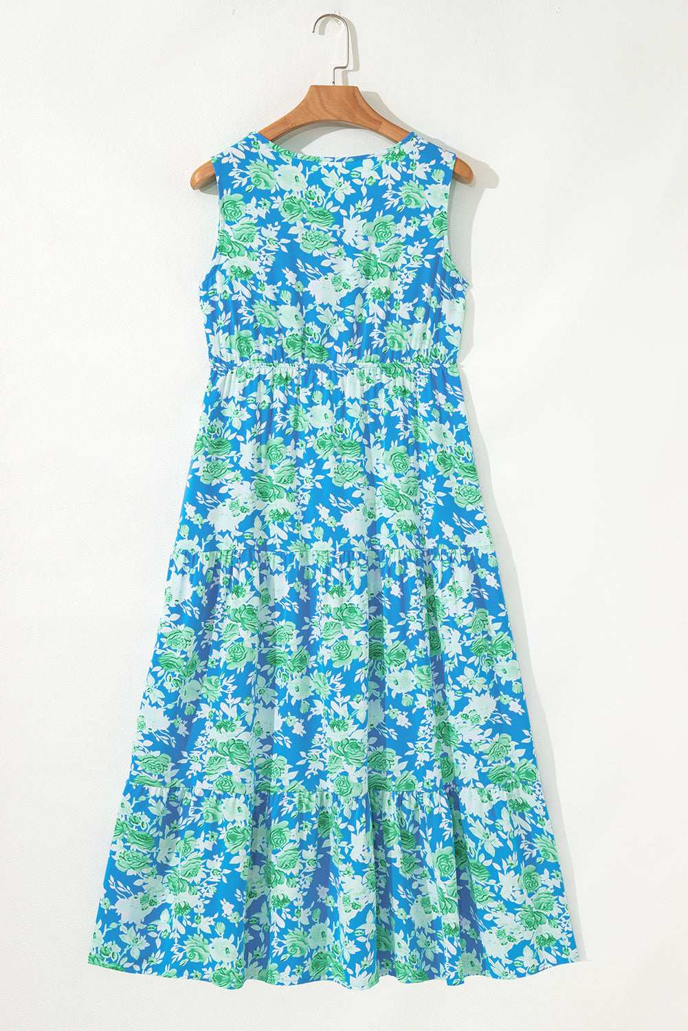 Green Floral Print Trimmed V Neck Sleeveless Vacation Dress 281ee4dd472c1cee-_14