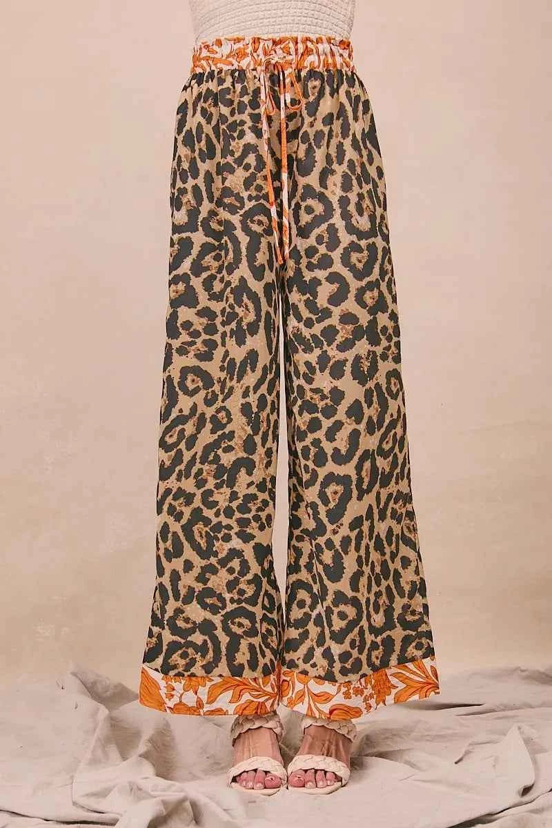 BiBi Leopard Print With Contrast Banded Wide Pants 285989b90a654224a1d37e726fa2f9d9-Max-Origin