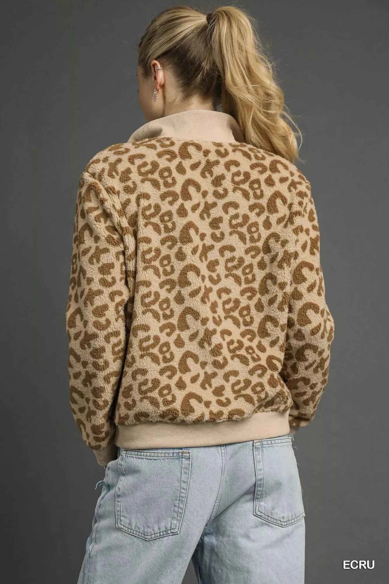 Umgee Leopard Print Quarter-Zip Sweatshirt 285cfed3-6e07-41c3-948d-9d71b3477798-Max-Origin