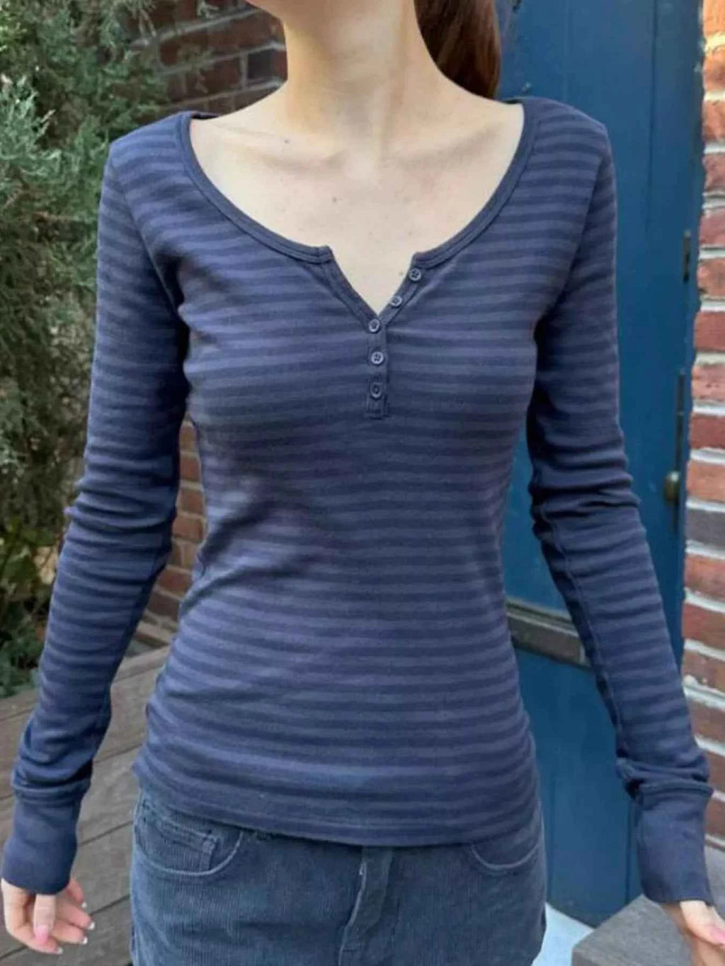 Striped Long Sleeve Henley T-Shirt 2876a898-e4ad-4234-a00c-959954cb65c6-Max-Origin