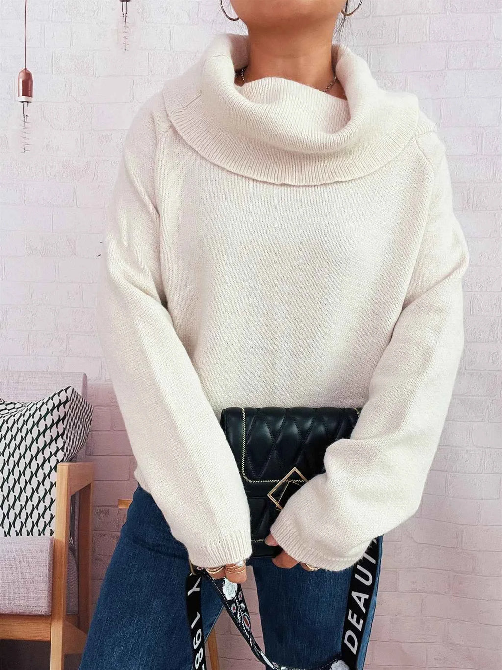 Striped Turtleneck Long Sleeve Sweater 2879773ab07c47cdadbae4fec867a188-Max-Origin