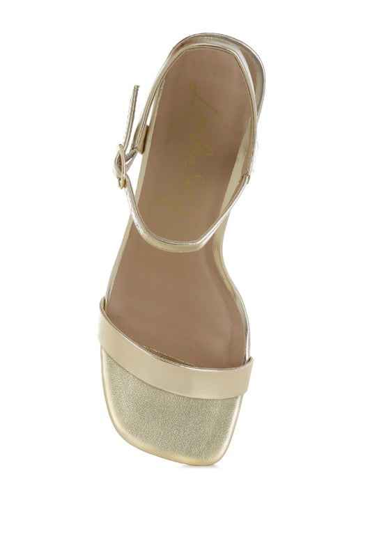 Kazara Metallic Faux Leather Block Heels 288f6815-538a-4e63-8670-081454c458d4