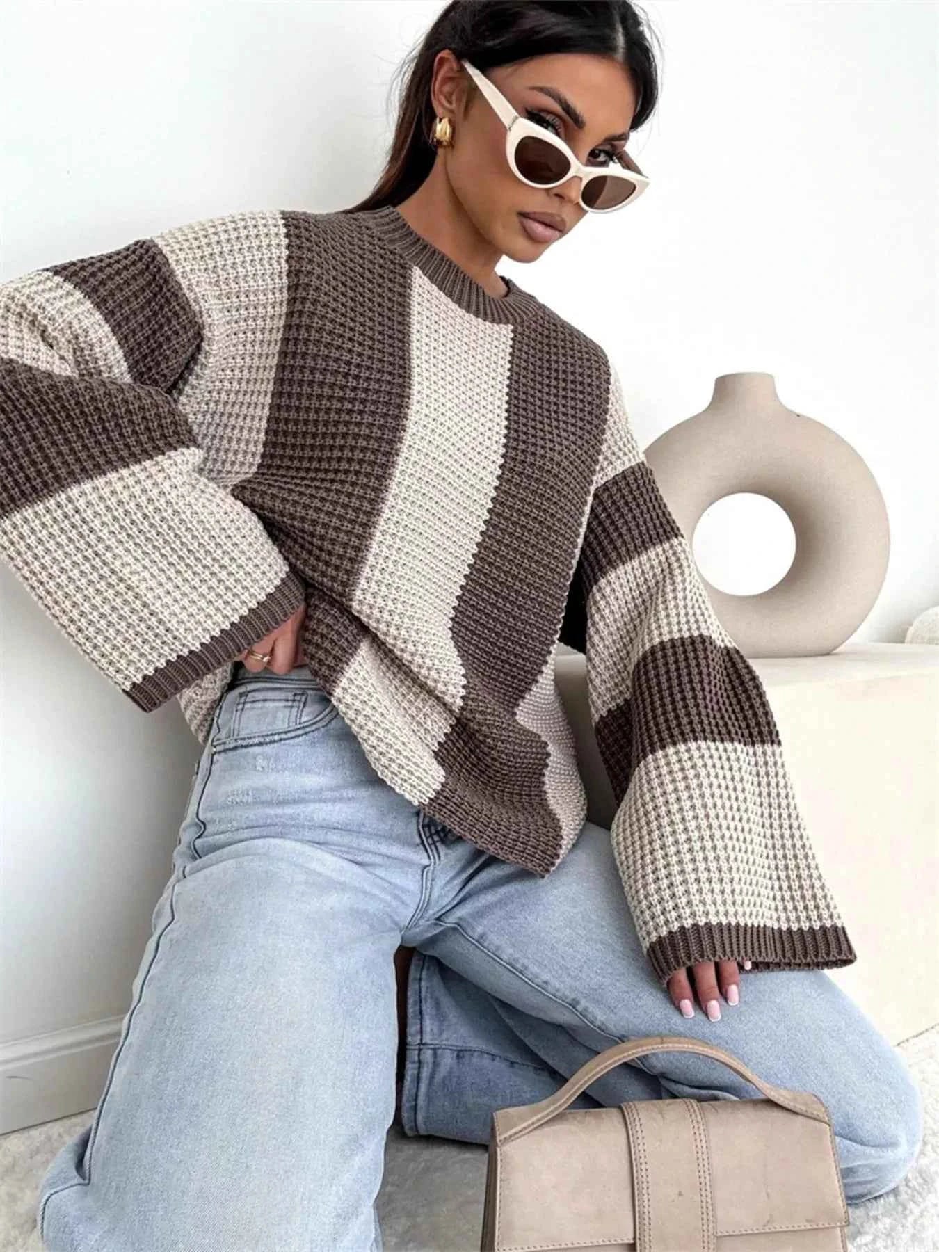 Color Block Long Sleeve Sweater 2960699855ce41f68212350263195fb3-Max-Origin