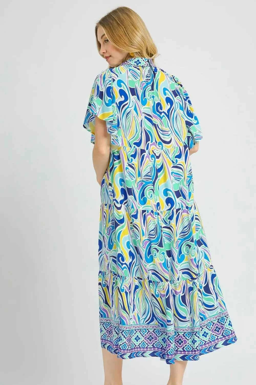 Umgee Printed Short Sleeve Tiered Midi Dress 29d1e1f9-f074-4454-ad63-f12ee585ef19-Max-Origin