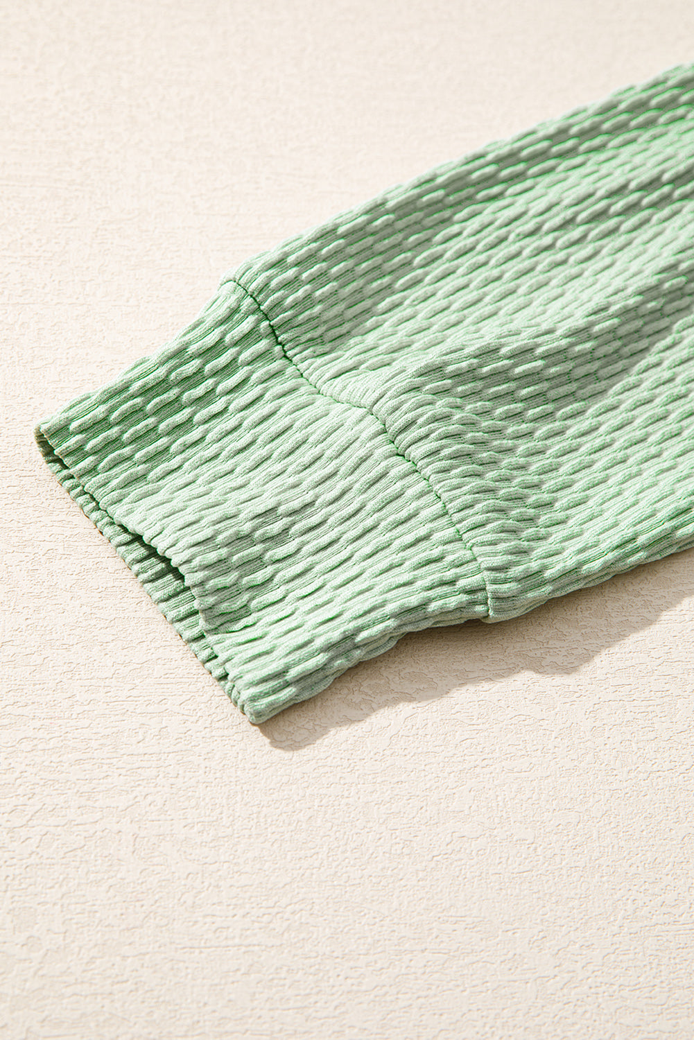 Meadow Mist Green Textured Colorblock Sleeve Henley Sweatshirt 29d36162062726da