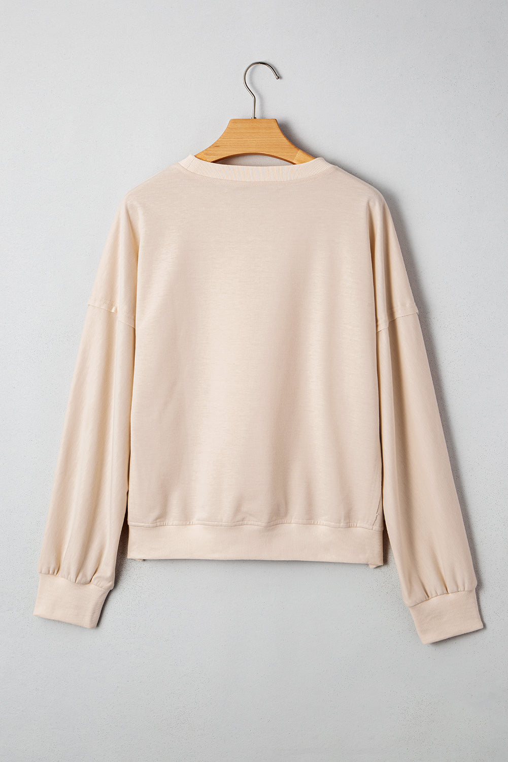 Smoke Green Raw Edge Flower Patch Drop Shoulder Long Sleeve Top 29dc9785c8023fa2