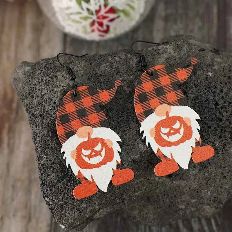 Wooden Dwarfs Pumpkin Dangle Earrings 2a001bee-0d82-4766-a9ee-be628735c70e-Max