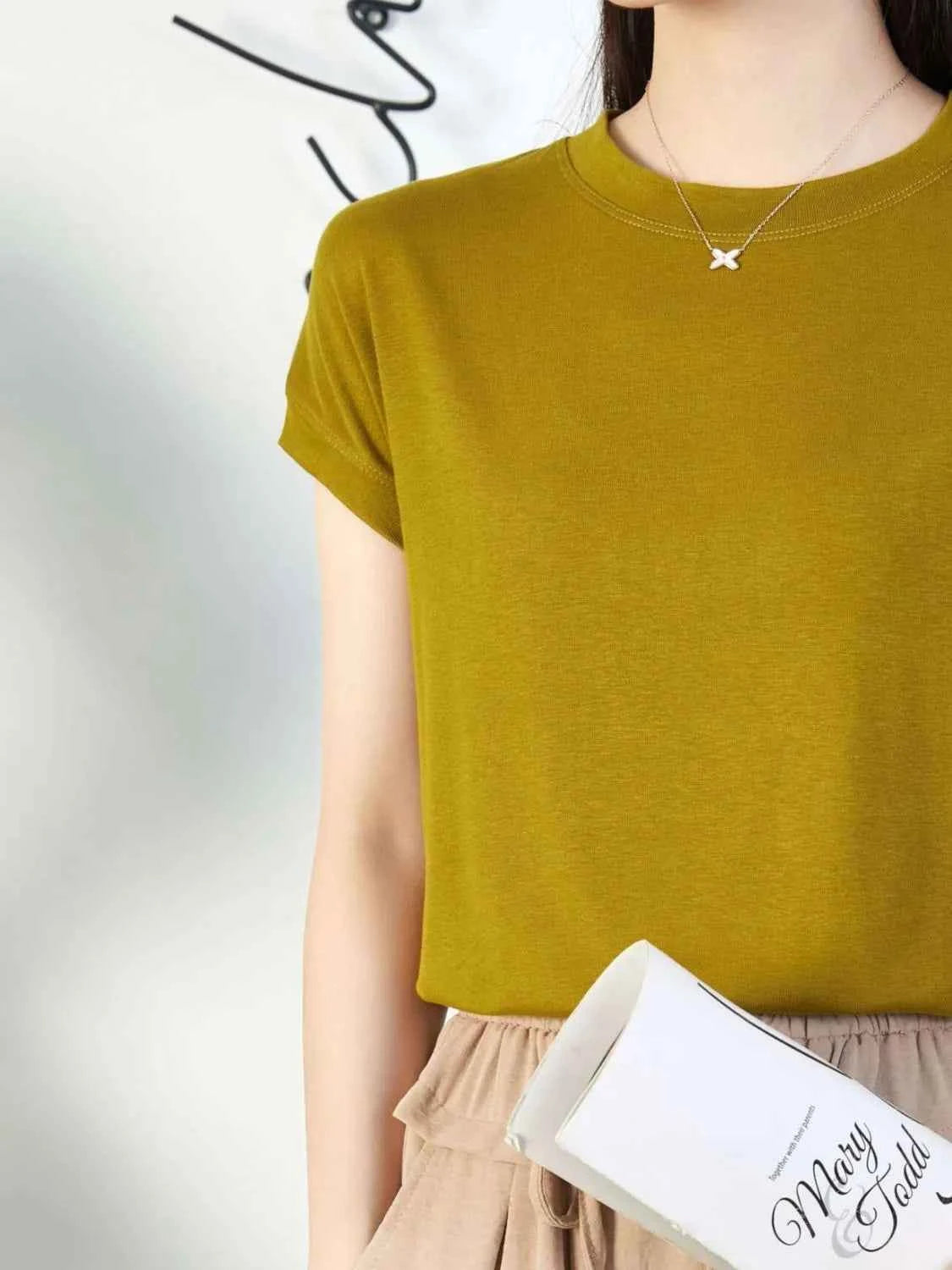 Round Neck Short Sleeve T-Shirt 2a2f7a16-12a1-4fcf-a3b2-34f15f1ef174-Max-Origin