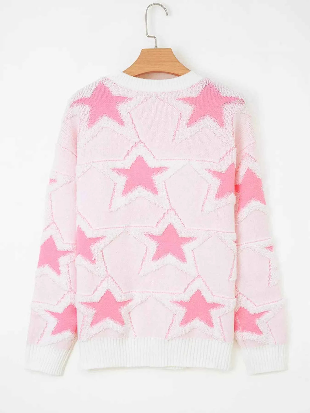 Oversized Star Pattern Ribbed Edge Drop Shoulder Sweater 2aa130a58105439f9258af5ff39cf9bb-Max-Origin