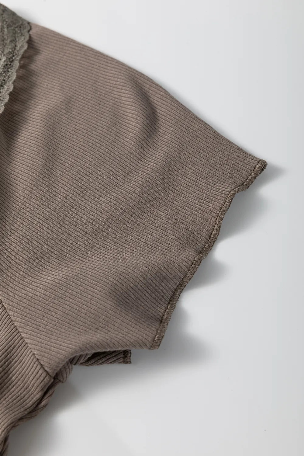 Lace Splicing Crisscross Slim V Neck T Shirt 2aa82e0e-bcdc-4b45-a61f-d9cb5001d0df-Max