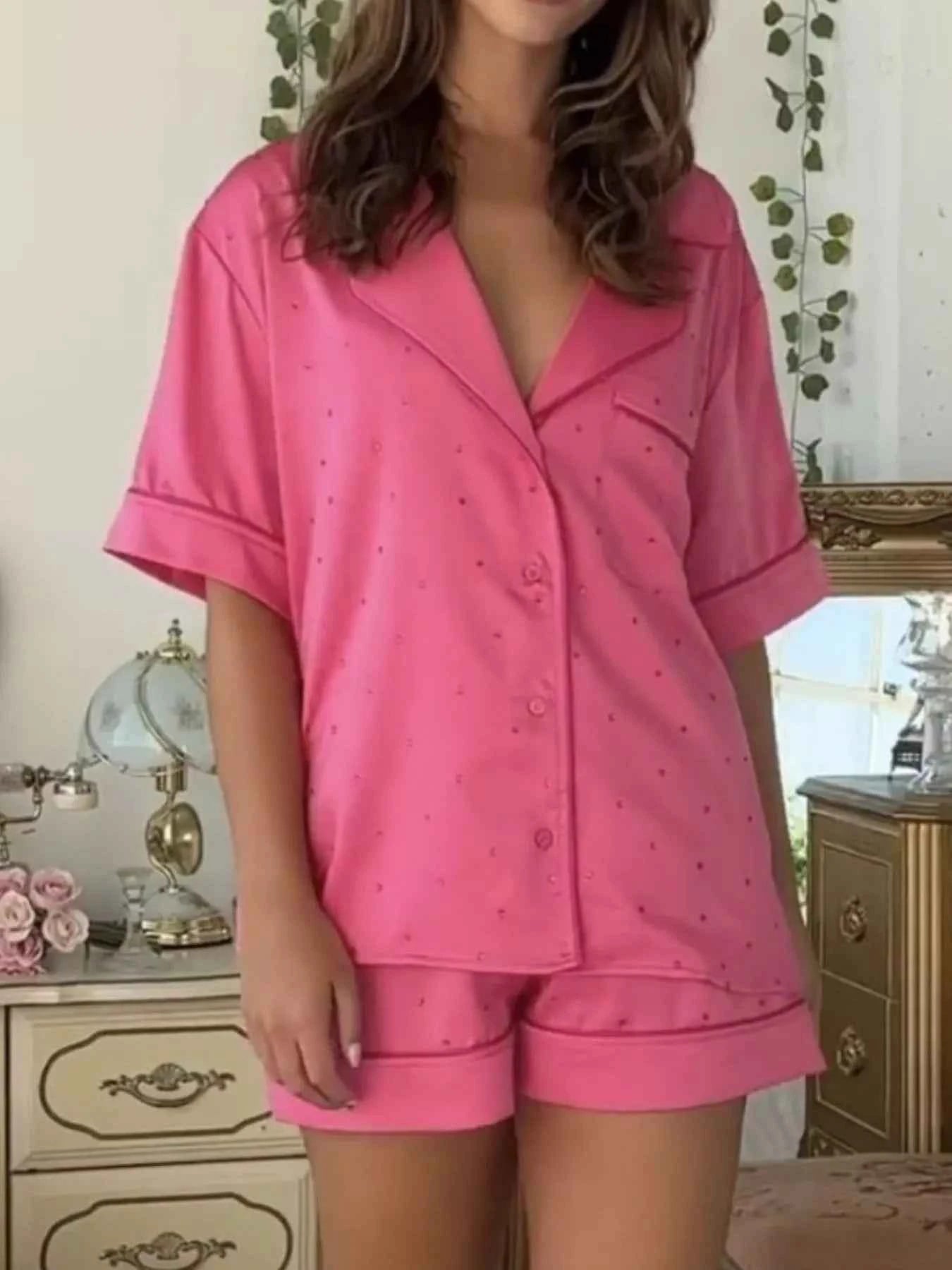 Button Up Half Sleeve Shirt and Shorts Lounge Set Dark Powder 2ae9c831-a676-40e7-b7c1-54dda4563677-Max-Origin