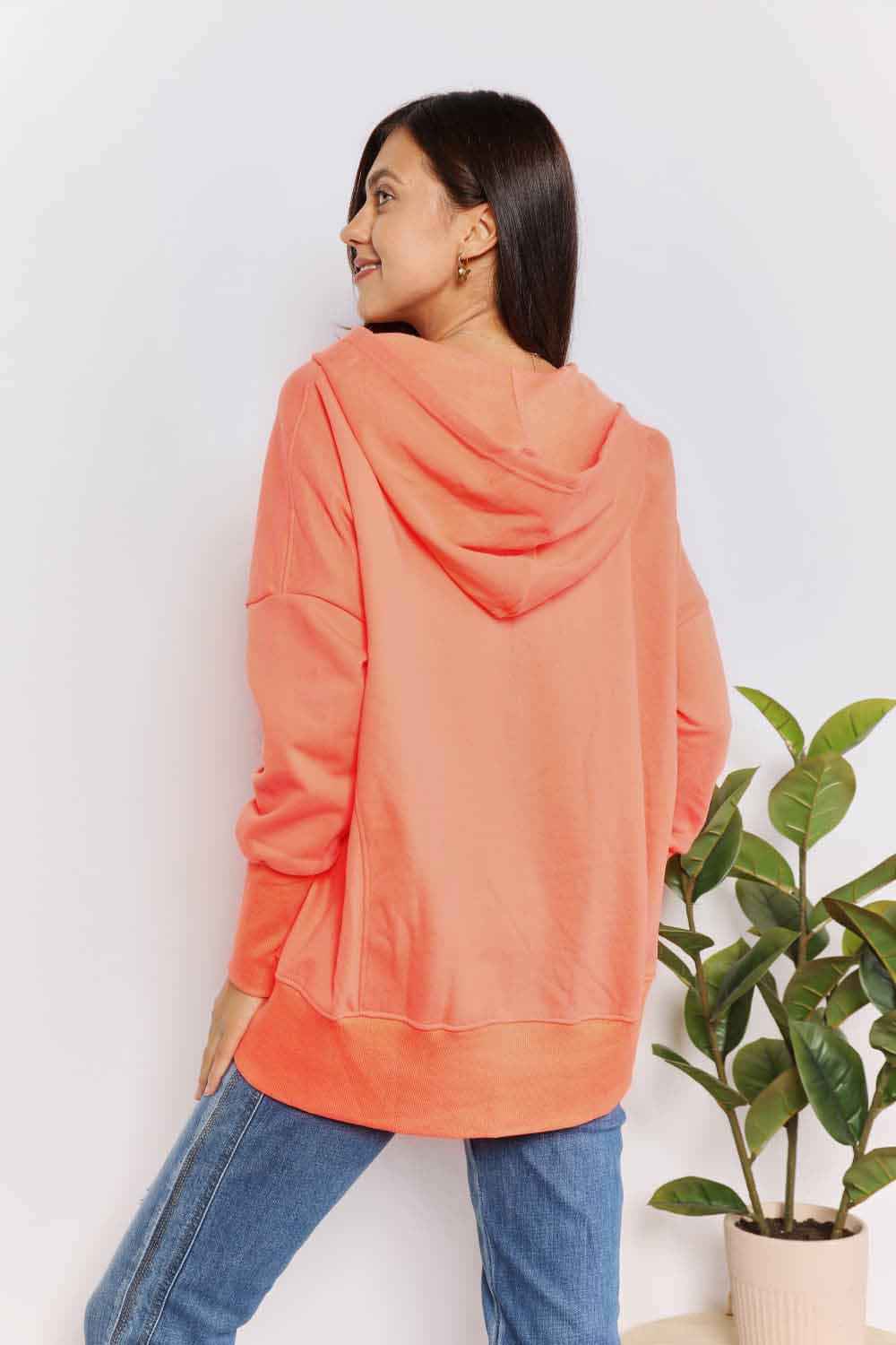 Double Take Quarter-Snap Dropped Shoulder Hoodie 2afc28b829b0470ebc57e7f98e14377e-Max