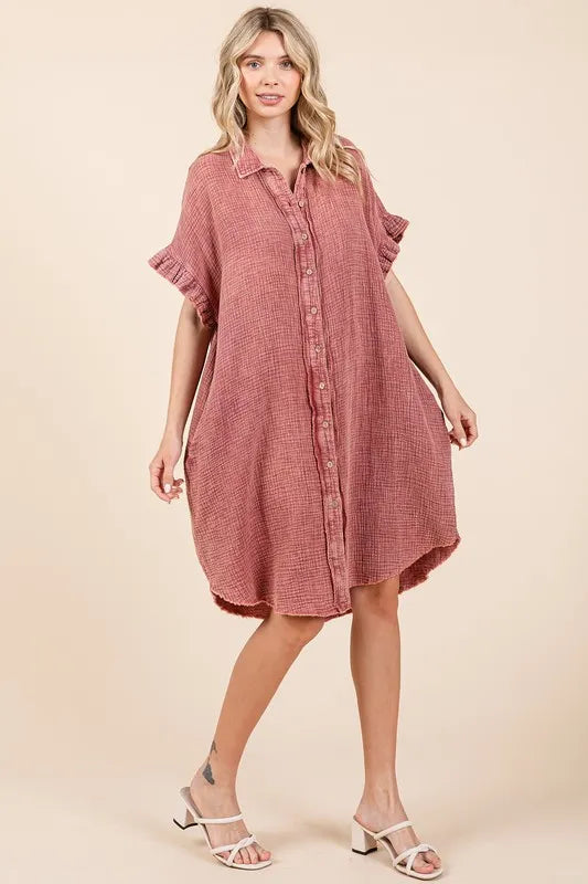 Mittoshop Mineral Wash Cotton Gauze Mini Shirt Dress 2b0a2077-f99d-4111-9661-4166a1ff5c34-Max