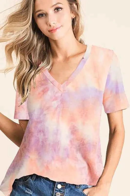 BiBi Tie Dye French Terry V Neck Top 2b0d5a4891144fefb8726405407e78fc-Max-Origin