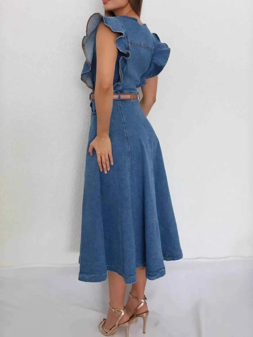 Button-Front Ruffle Sleeve Denim Midi Dress 2b6dee2b481c43a0b4d8ead50362a02b-Max-Origin