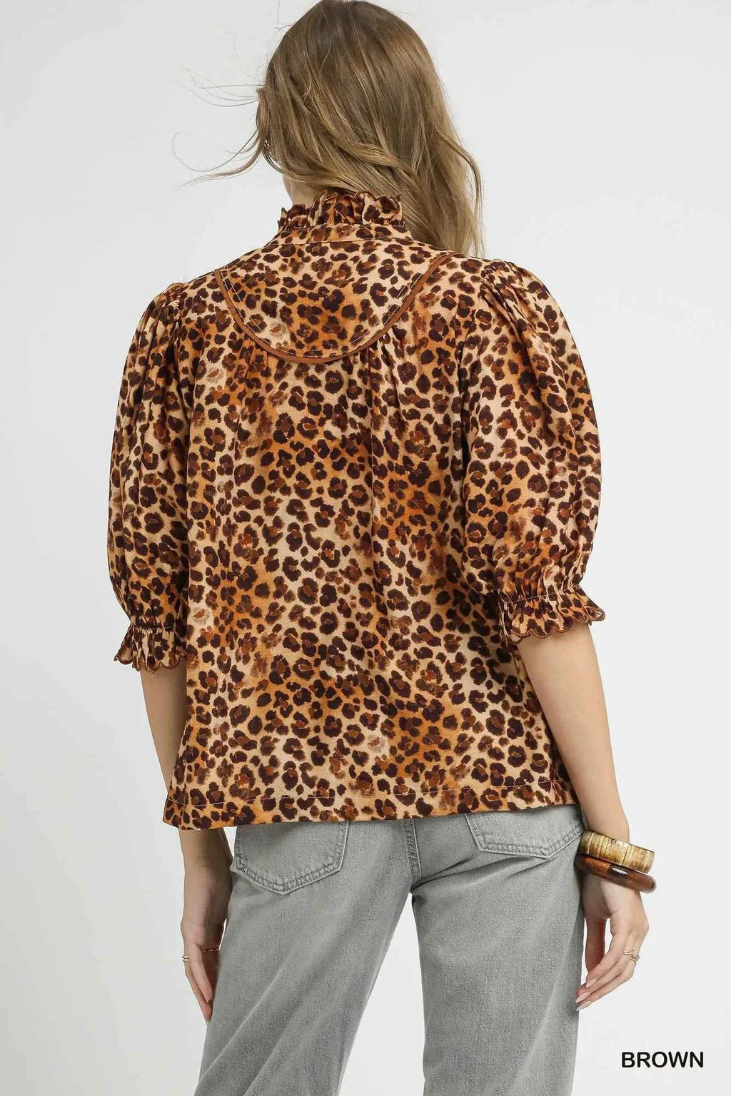Umgee Full Size Leopard Print Ruffle Neck Blouse Plus Size 2babf5a3-2187-4bc8-ab27-c54026d74dc4-Max-Origin