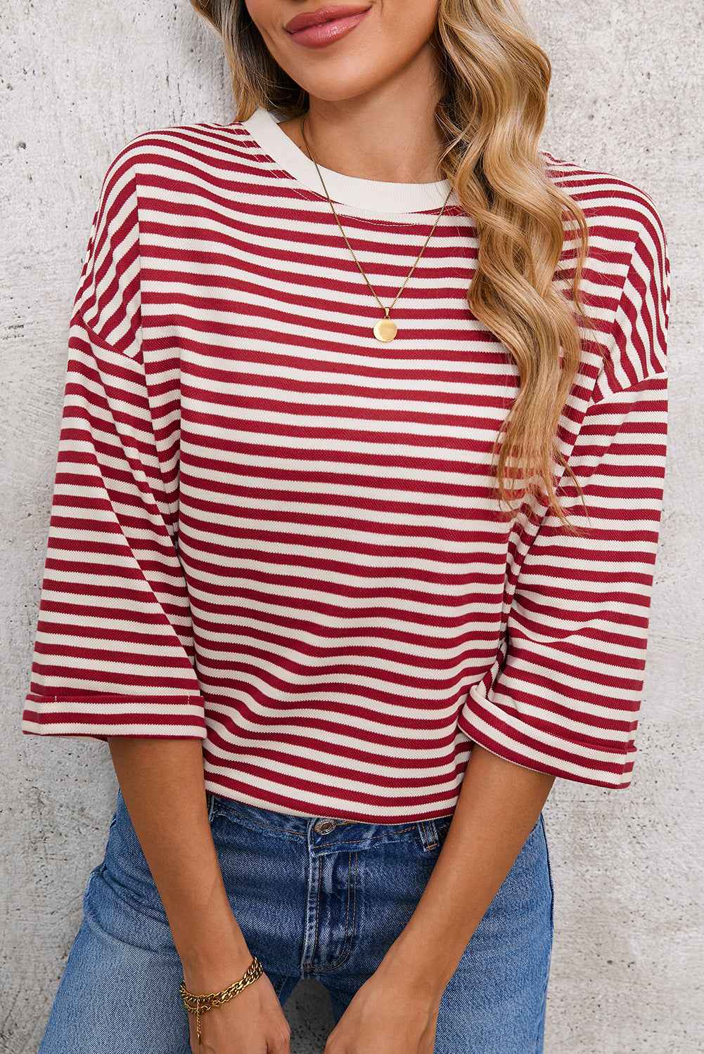 Red Striped Bowknot Backless T-Shirt 2bb8b177f65aeb02