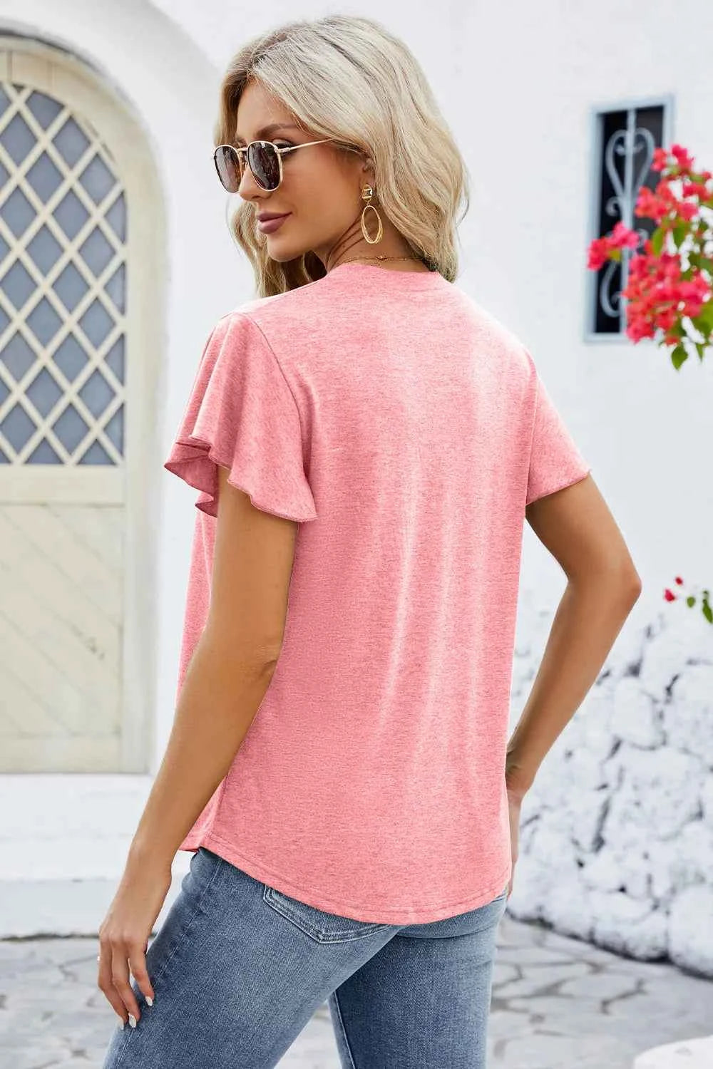 V-Neck Flutter Sleeve T-Shirt 2bc4523c-366e-4d6a-a127-4e123812990e-Max