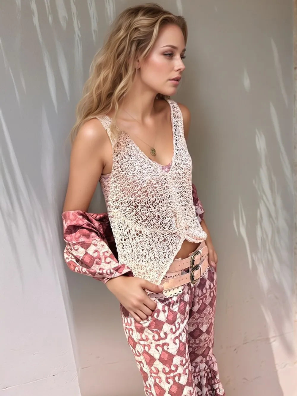 Crochet V-Neck Tank Beige 2bc96e51-1b25-4f04-912b-3ad6610bfd88-Max