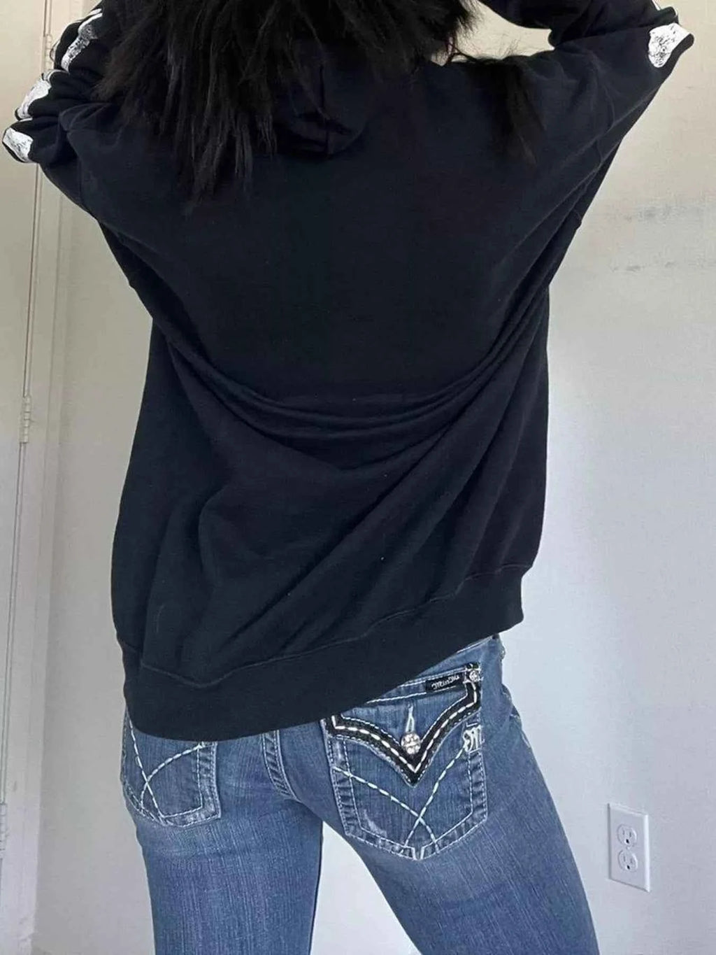 Drawstring Skeleton Long Sleeve Hoodie 2bcabf7528f44cd0a816de5c8a228a8e-Max-Origin