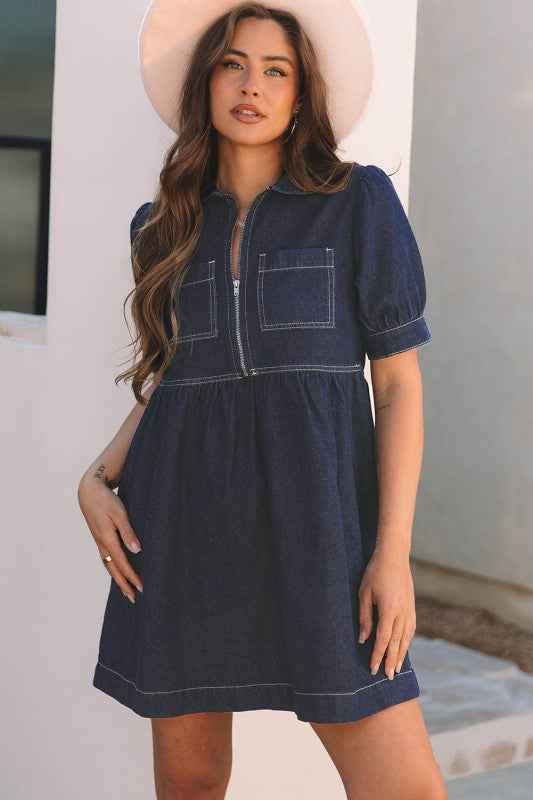 Melina Zipped up Denim Dress Dirty blue L - 12 14 2bf99f71-4fbb-4177-8ad1-1a2ef69a28a7