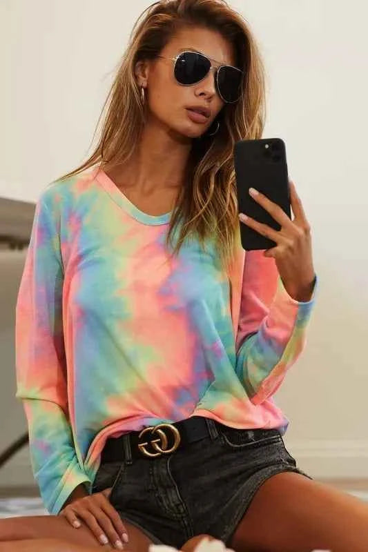 BiBi Tie Dye French Terry Long Sleeve Knit Top PASTEL TIEDYE 2c1878752e5d4a3c99ae393bc83c4c03-Max-Origin