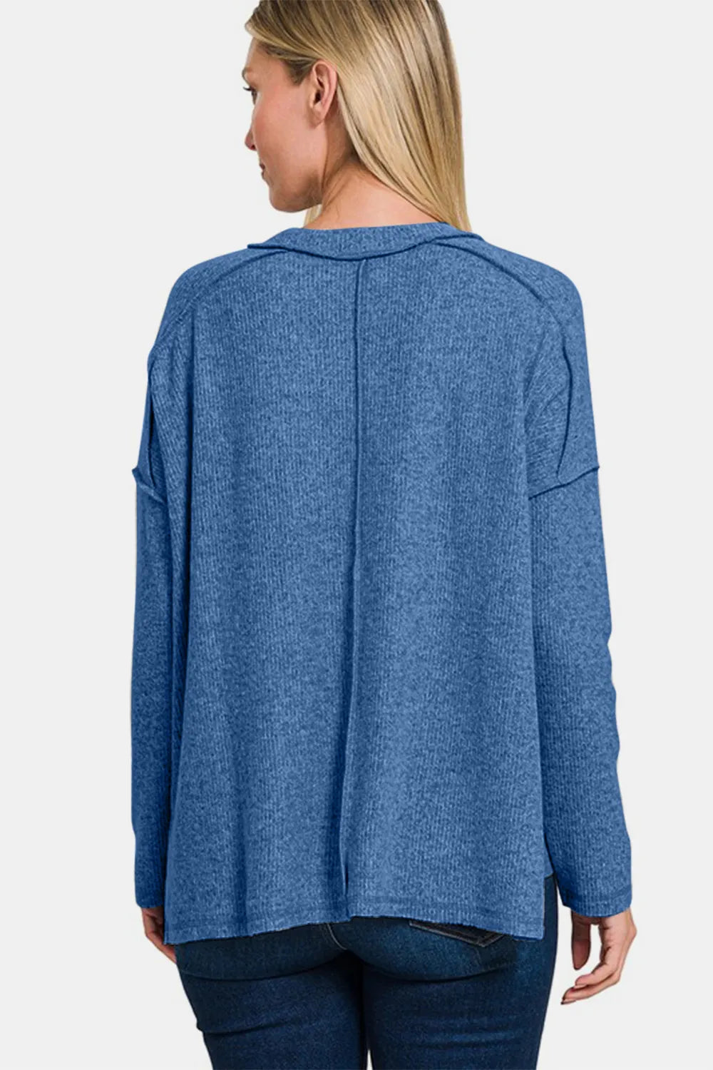 Zenana Full Size Exposed Seam Brushed Round Neck Sweater 2c5510a5-1630-4a43-bf8d-f18ae1ffd7be-Max