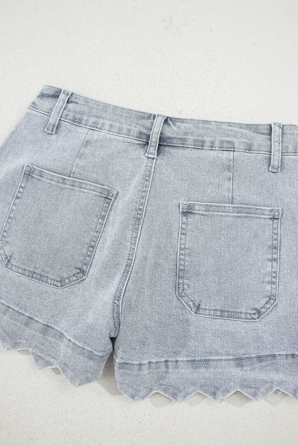 White Scalloped Hemline Light Wash Denim Shorts 2c8e24024b02f55f