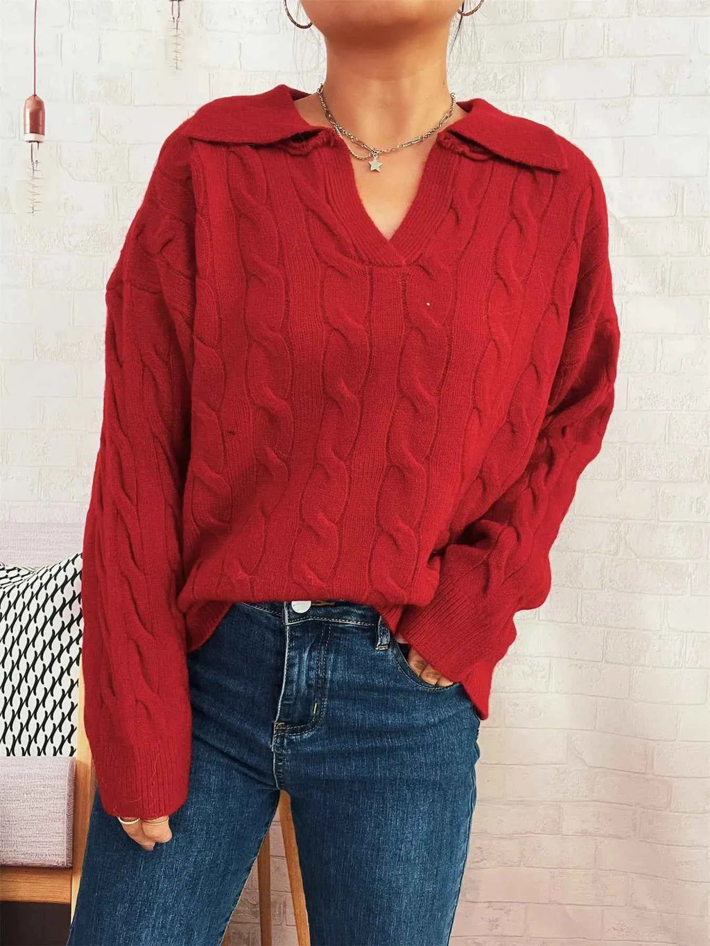 Cable Knit Johnny Collar Sweater 2cfb624198b44041b642fff507aa751d-Max-Origin