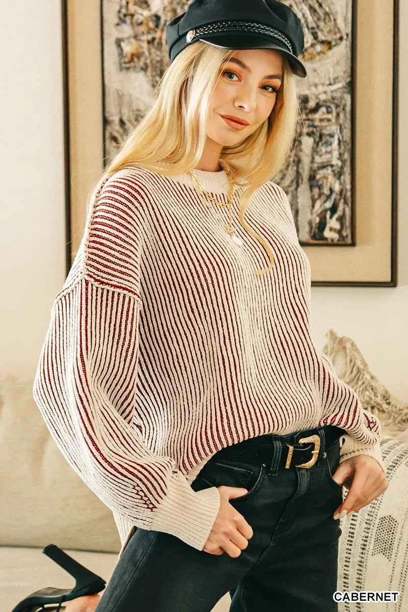 Zenana Two Tone Crewneck Sweater 2d17af30f27c4872a6ab1940952d5f99-Max-Origin