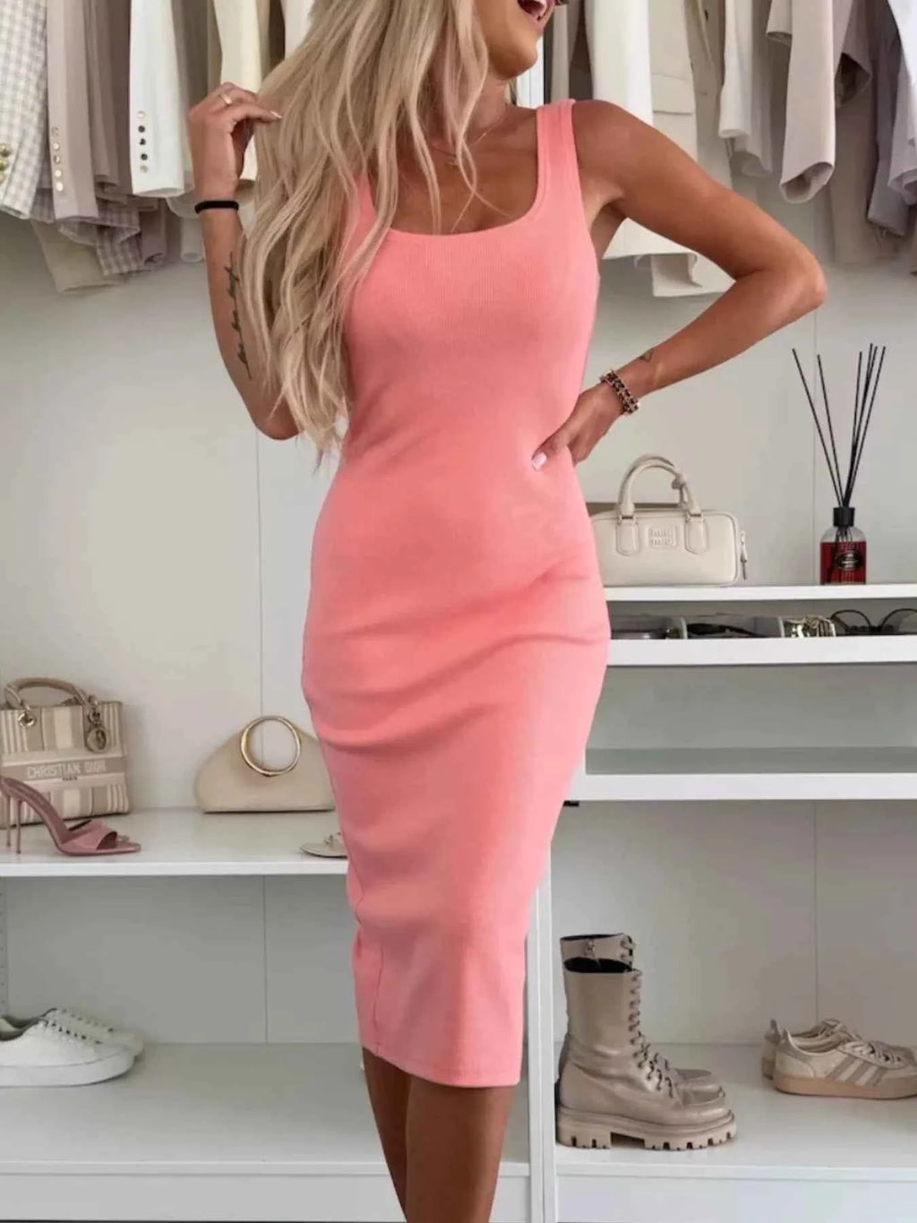 Full Size Slit Square Neck Dress and Outerwear Set Plus Size 2d4c5ffe-185e-4b06-9c1f-e908ccb7188e-Max-Origin