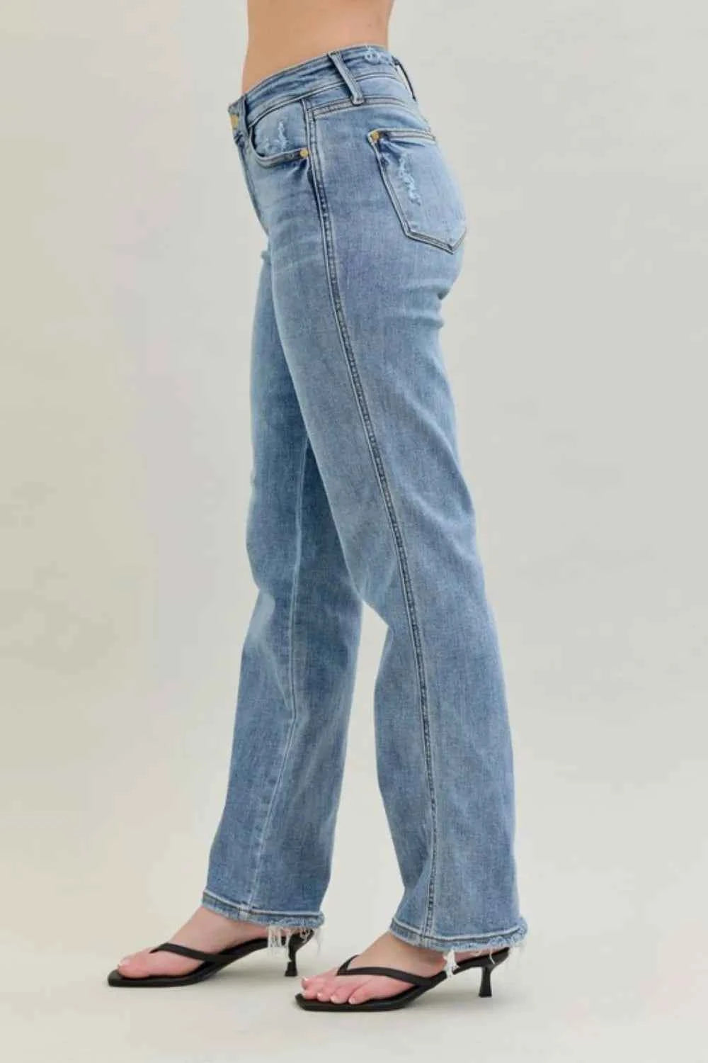 Judy Blue Frayed Hem Cell Phone Pocket Dad Jeans 2d4e4fa7-83aa-461f-b86d-6d5d7f347f18-Max-Origin