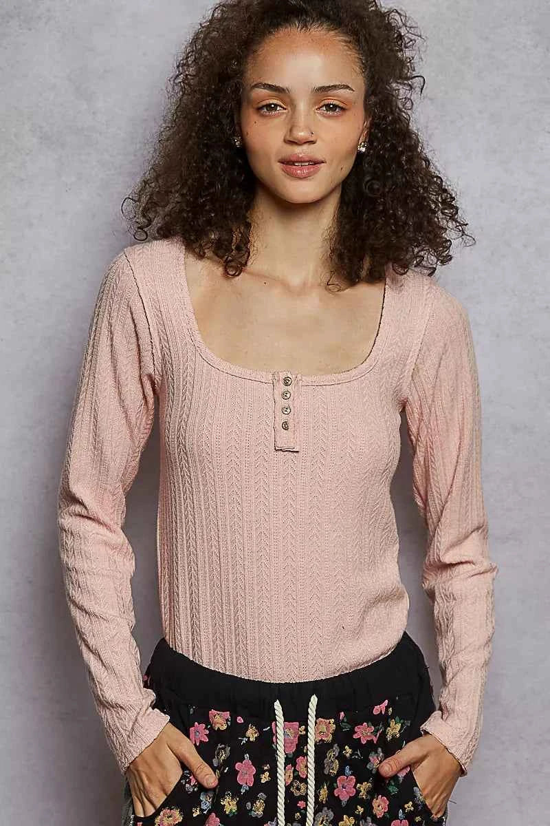 POL Square Neck Cropped Knit Top with Curved Hem POWDER PINK 2da6c402-a28a-4335-9039-dd086af26f22-Max-Origin