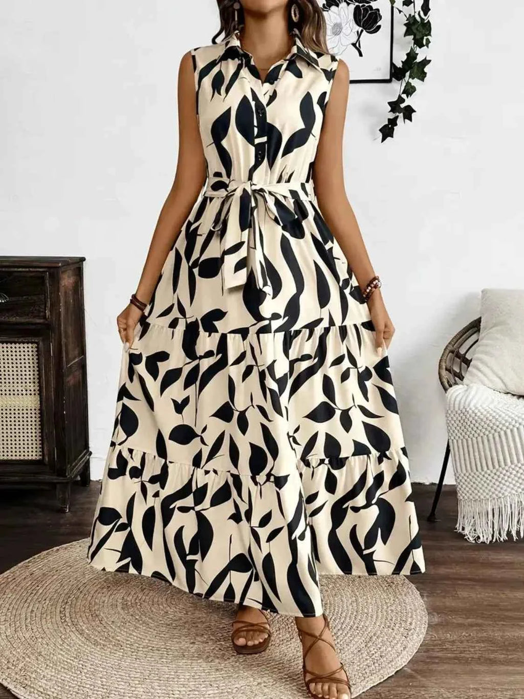 Printed Tie Waist Sleeveless Maxi Dress 2dda17ff-3363-4a35-b42f-1605712e9c80-Max-Origin