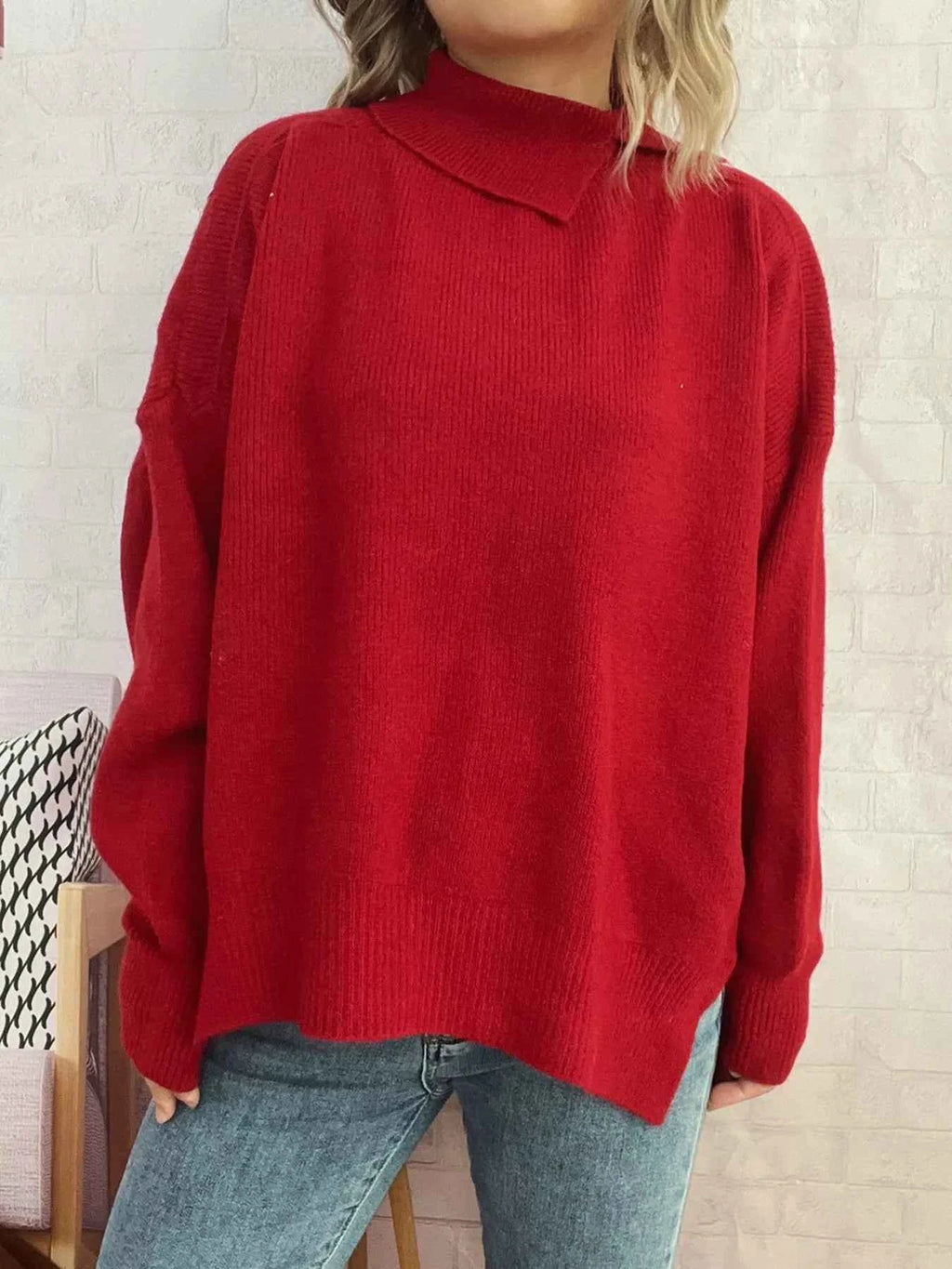 Slit Turtleneck Long Sleeve Sweater 2deacb761c54458aafa0d7828189e0b5-Max-Origin